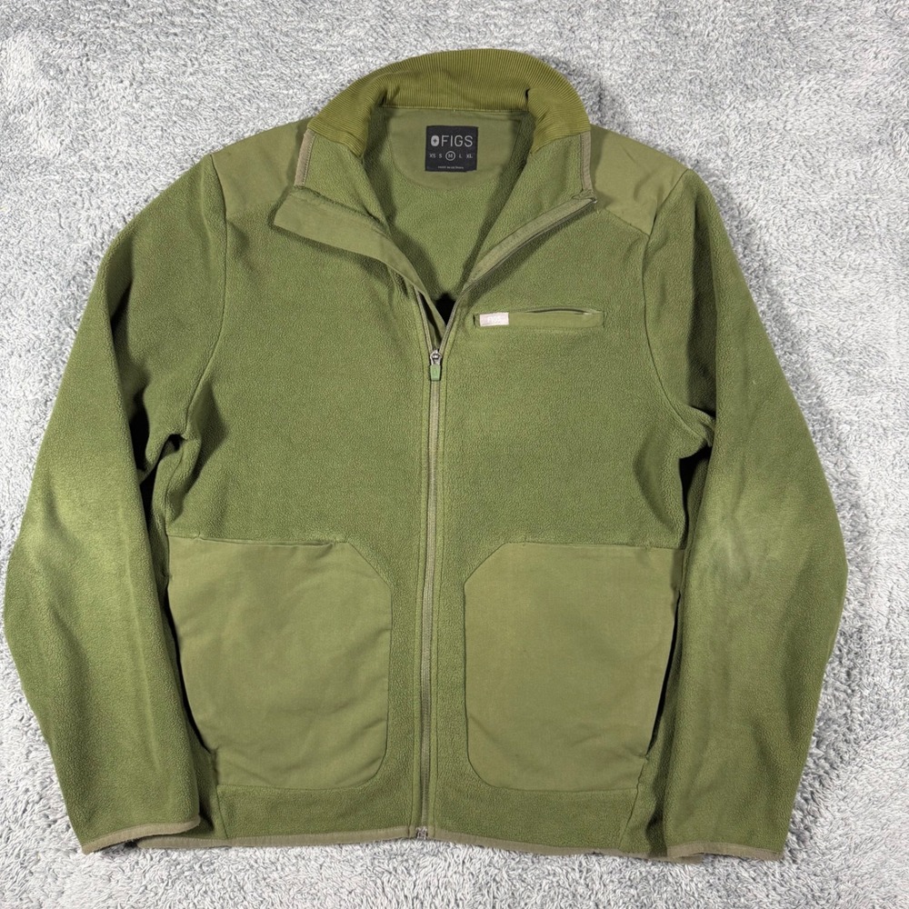 FIGS‎ On Shift Fleece Jacket Mens Medium Primaloft Green Workwear MutiPockets